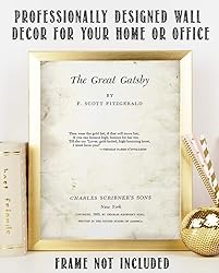 The Great Gatsby Title Page - 11x14 Unframed