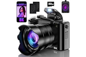FLYFROST 8K Digital Cameras for Photography with WiFi,Autofocus 88MP Vlogging Camera for YouTube with Dual-Lens,16X Digital Zoom Point and Shoot Camera,3.2''Touch Screen, Anti-Shake,2 Batteries &Charging Stand