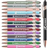 Vebermo 15 Pack Motivational Pen Set - Inspirational Quotes Retractable Ballpoint Pens for Office School Supplies, Encouragement Gifts for Women & Men, Multicolor
