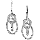 ANNE KLEIN Crystal and Silver French Wire Orbital Earring Featuring Baguette Cut Crystals