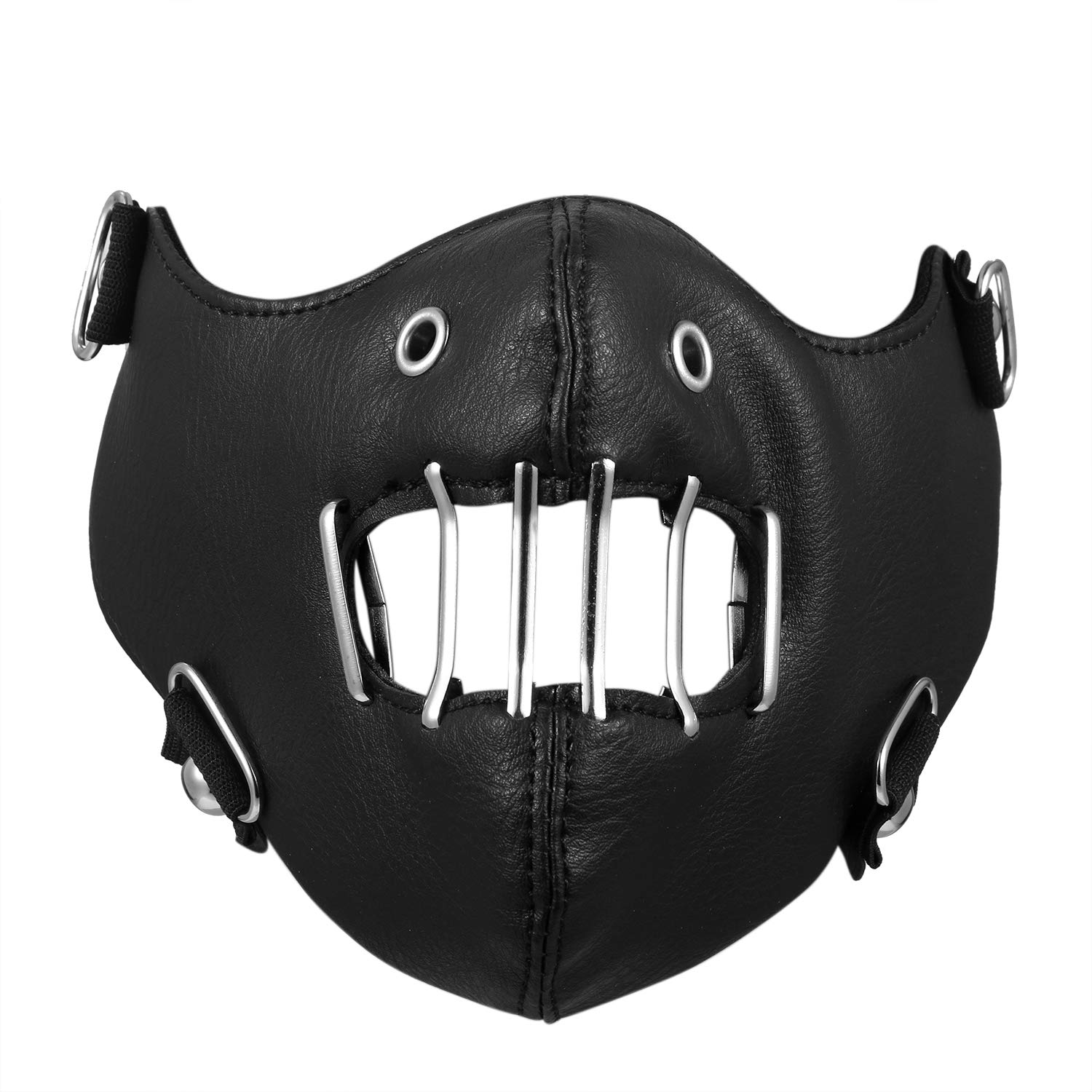 Flongo Leather Mask, Mens Motorcycle Bicycle Biker Hollow Half Face Mask,Anti-Dust Sport Mask for Men Fathers Christmas Valentine's Day