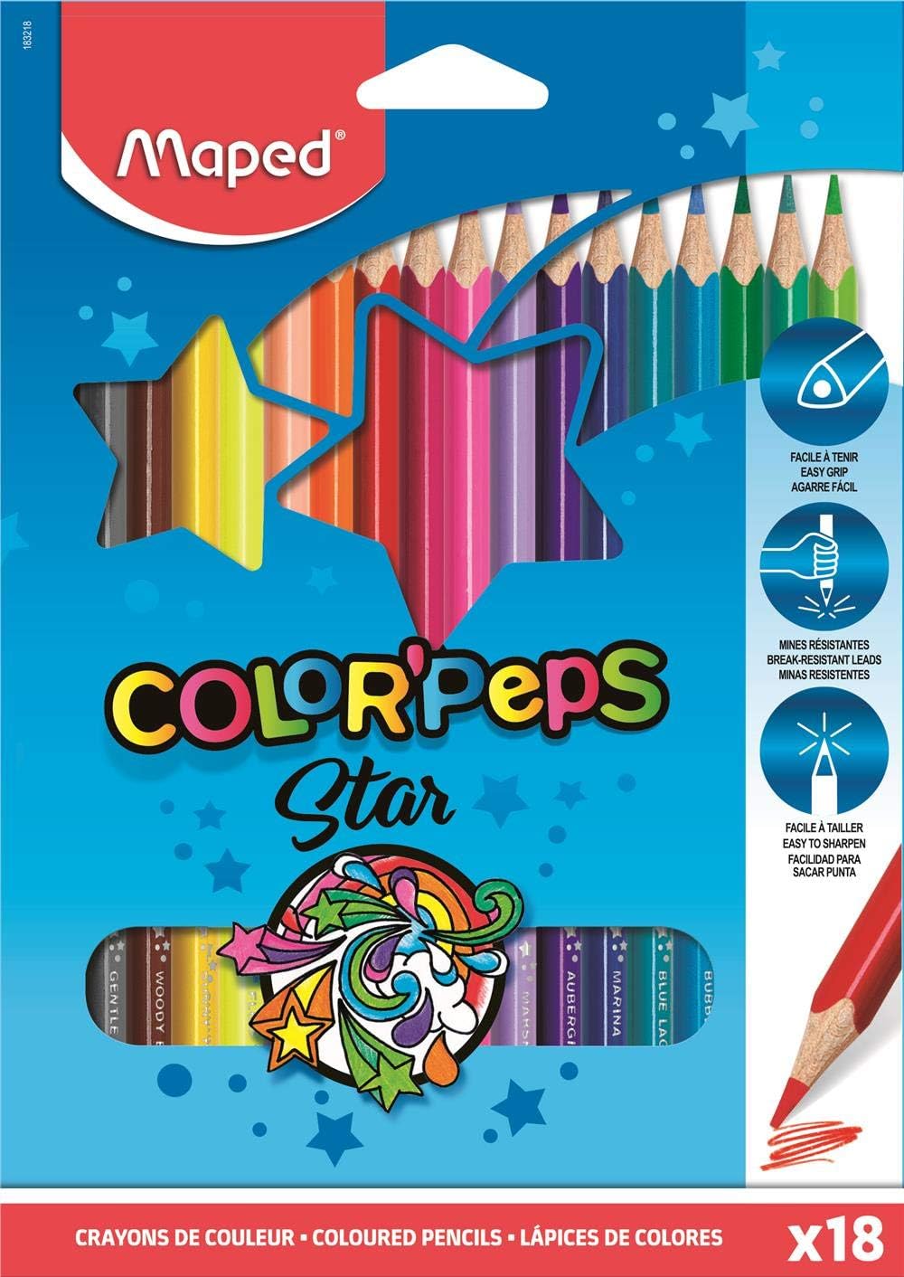 Maped ColorPeps - Pack de 18 lápices de colores: Amazon.es: Oficina y papelería