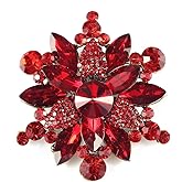 YOQUCOL Vintage Austrian Crystal Rhinestone Flower Shape Brooch Pin for Women