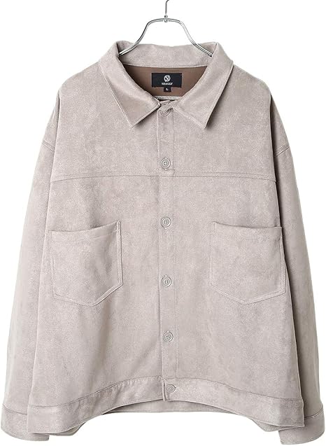 Amazon シャツジャケット メンズ スプリング ジャケット 羽織 ステッチ エコ スエード 起毛 ストレッチ シンプル ベージュ ブラック グレー コート ジャケット 通販