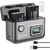 Artman LP-E17 Battery 1500mAh 2-Pack &amp; 1.5H 2-Slot LCD USB-C Fast Charger | for Canon EOS R100 R50 RP R10 R8, Rebel T8i T7i T6i T6s SL2 SL3, M3 M5 M6, 77D 200D 250D 750D Camera,Smart Percent Display