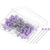 PATIKIL Sewing Pins, 200 Pcs 1.5 Inch Straight Pin with Plastic Pearlized Ball Head for Fabric Decorative Jewelry DIY Craft Sewing Project, Light Purple