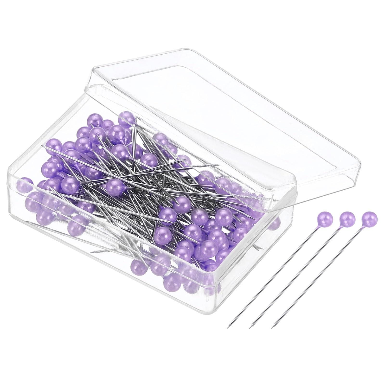 PATIKIL Sewing Pins, 400 Pcs 1.5 Inch Straight Pin with Plastic Pearlized Ball Head for Fabric Decorative Jewelry DIY Craft Sewing Project, Light Purple