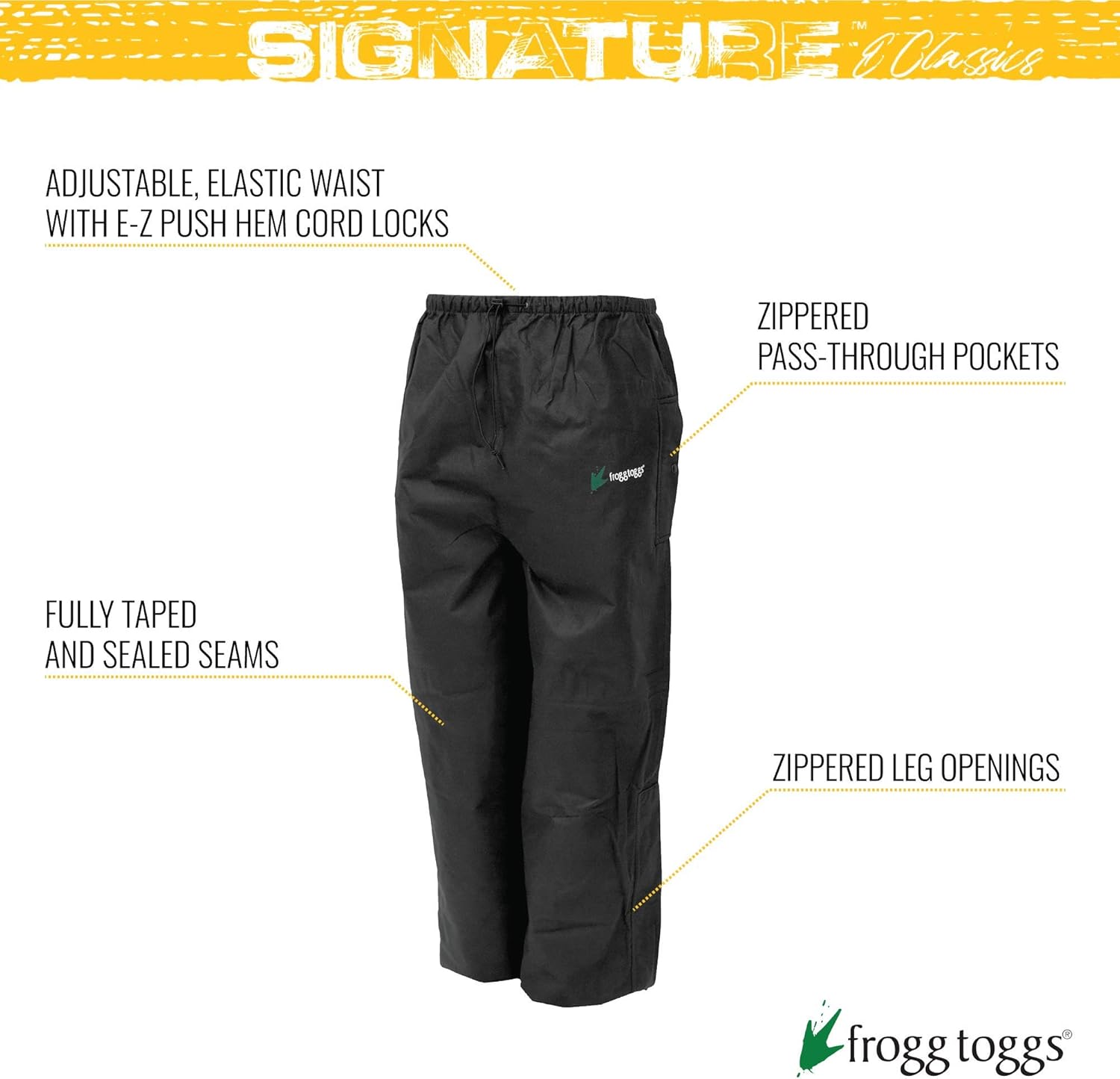 FROGG TOGGS Men's Signature Bull Frogg Waterproof Breathable Rain Pant: Clothing