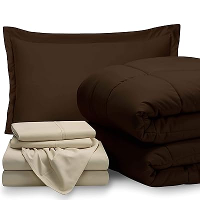 Bare Home 5-Piece Bed-in-a-Bag Comforter & Sheet Set, Cocoa