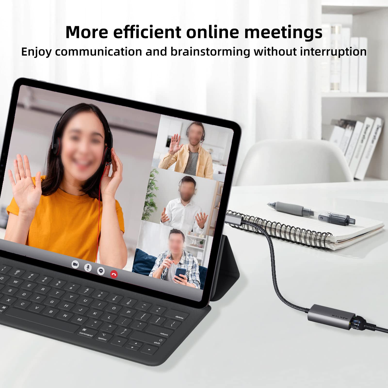 USB-C to Ethernet Adapter, WALNEW USBC to RJ45 Lan Adapter, Gigabit Cat Network Cable Converter to Type C Thunderbolt 3 for Mac,MacBook Pro/Air,iPad 10th,Dell XPS,Chromebook,Surface,Samsung Galaxy Tab