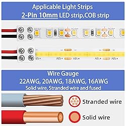 20 PCS 2-Pin 10mm Solderless LED Strip