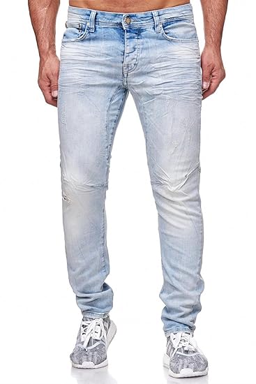 Redbridge Herren Jeans Hose Slim-Fit Röhrenjeans Anti-Fit Hellblau M4093