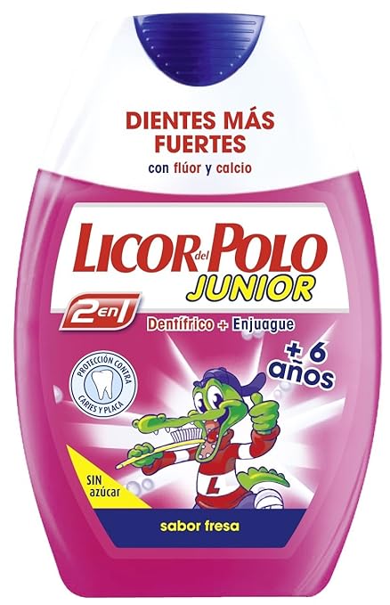 Licor del Polo Dentífrico 2en1 - Junior +6 años Sabor Fresa - Protección completa contra