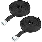 uxcell Tie Down Strap Cam Buckle Lashing Strap 1" x 30Ft 176lb 80Kg Load Polypropylene for Moving Securing Cargo, Black, Pack of 2