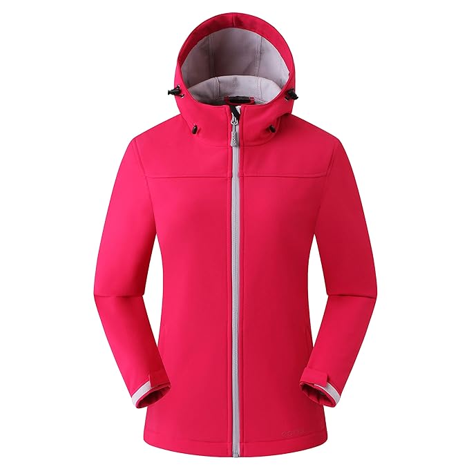 Eono Essentials Damen-Softshell-Jacke mit Kapuze, Übergangsjacke