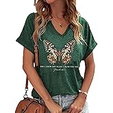 Christian Shirts Tees for Women/Jesus Faith T-Shirt/Bible Verse Shirt/Inspirational Graphic Tee Short Sleeve Tops