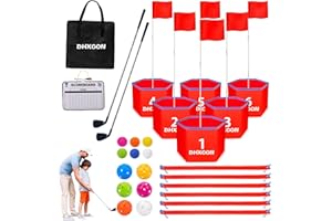 DHXGON Backyard Golf Game with 2 Clubs, Portable 6 Hole Golf Course for Golf Practice Game, Outdoor Yard Golf Chipping Game for Family and Adults, Beach, Park, Lawn, Field Day Reunion Party Games