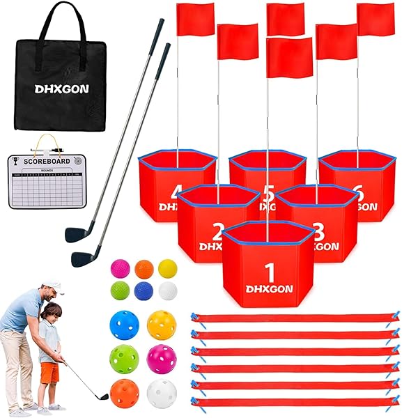 DHXGON BACKYARD GOLF GAME WITH 2 CLUBS, PORTABLE...