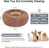 Nepfaivy Calming Donut Bed for Dogs Cats 19.7in Non-Slip Cozy Cocoa view 3
