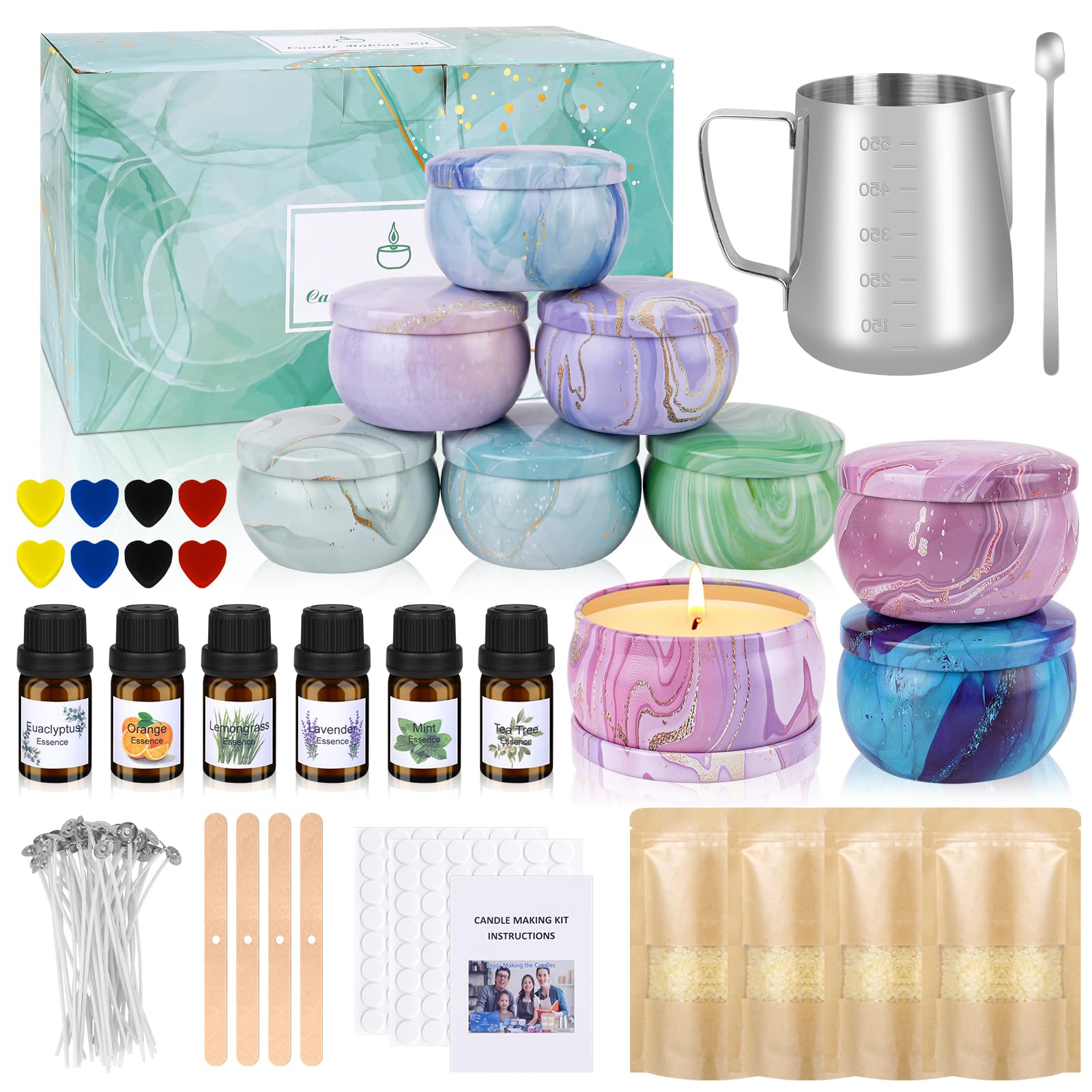 Candle Making Kit, Make Your Own Candles, Candle Making Supplies for Beginners with Beeswax, Wicks, Candle Tins, and More, Arts and Crafts for Adults Christmas DIY Gift for Beginners and Adults