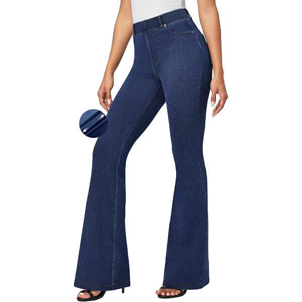 IUGA Damen-Schlagjeans – Hoch Tailliert, Dehnbar, Pull-On, Bauchkontrolle, Mit V-Cross-Design