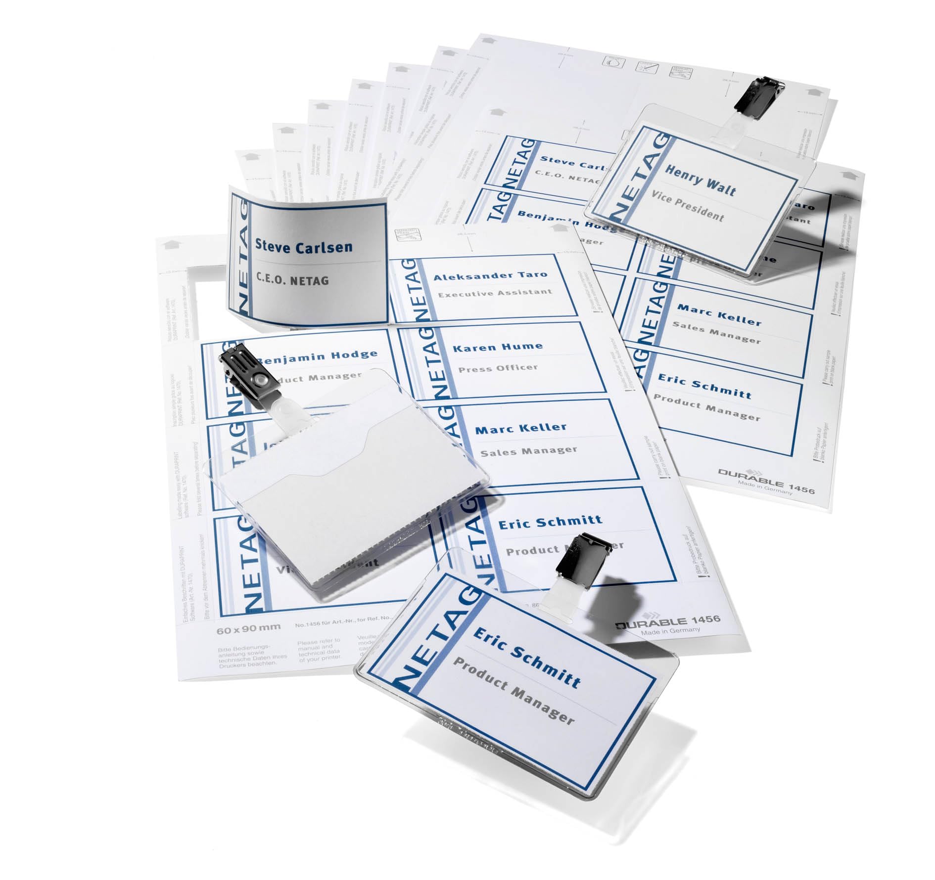 Durable Name Badge Set Visitor Assorted 20 Badges 60 x 90 mm and 4 Insert Sheets Ref 8181-00