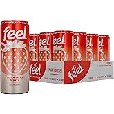FEEL Zero Sugar Natural Energy Drink – Strawberry Guava, 140mg Plant-Based Caffeine with L-Theanine for Focus, Vitamin C for Immunity, Vegan, Non-GMO, No Artificial Sweeteners, 12 Fl Oz Cans (12-Pack)