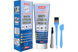 SHIELDOM White Lithium Grease Multi-Purpose Grease Waterproof Lubricant for Hinges, Bearings, Gears, Track Rail, Ideal for Marine, Automotive, Industrial & Household 3oz/85g