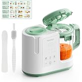 Momcozy AutoMeal Baby Food Maker &ndash; One-Step Auto Steam &amp; Blend Food Processor, 15oz Large Cup &amp; 6-Blade Design, Self-Cleaning, Auto 3-Stage Texture Settings for Effortless Homemade Baby Puree