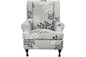 NILUOH Wing Chair Slipcovers 2 Pieces Stretch Spandex Wingback Chair Covers Sofa Slipcover Printing Wingback Armchair Slipcovers Furniture Protector Couch Soft with Elastic Bottom, 11