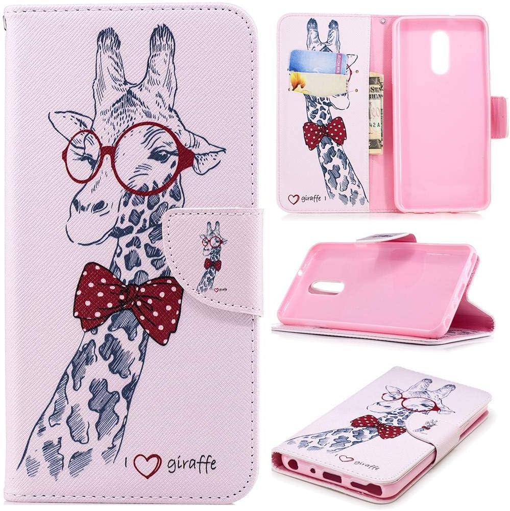 LG Stylo 4 Case, LG Q Stylus Case, iYCK Premium PU Leather Flip Folio Magnetic Closure Protective Shell Wallet Case Cover for LG Stylo 4 Case/LG Q Stylus with Kickstand Stand - Cartoon Giraffe