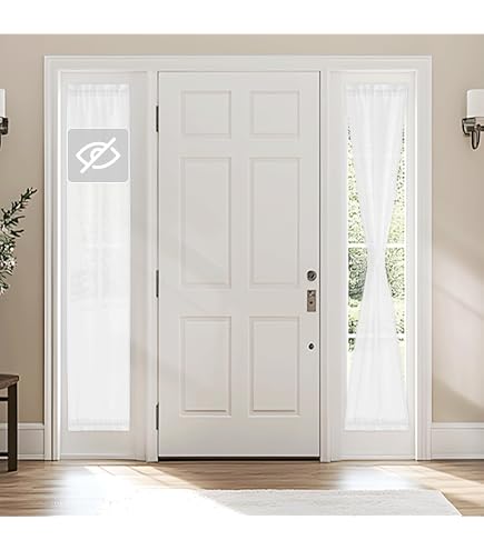 PONY DANCE White Sheer Sidelight Curtains For Front Door - 2 Panels, 30x66 Inches, Voile Fabric With Tiebacks - View #4