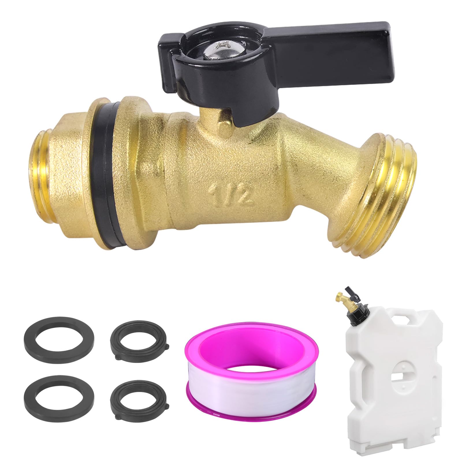 Photo 1 of 1 Set Brass Water Container Rain Barrel Spigot Kit Compatible with ROTOPAX Water Containers, with Quarter Turn Ball Valve Faucet with Bulkhead Fitting
