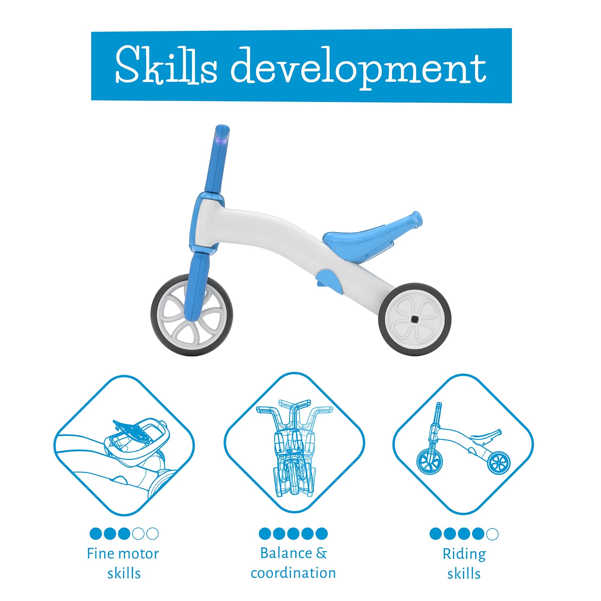 Chillafish Bunzi Gradual Balance Bike and Tricycle, 2-in-1 Ride on Toy for 1-3 Years Old, Silent Non-Marking Wheels, Pink