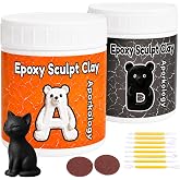 14.11oz Black Epoxy Putty Sculpt Clay, 2 Part Epoxy Clay for Sculpting, Modeling, Building, High Strength Epoxy Filler Putty Repairs Leaks, Cracks, Metal, Tile, Concrete, Plastic
