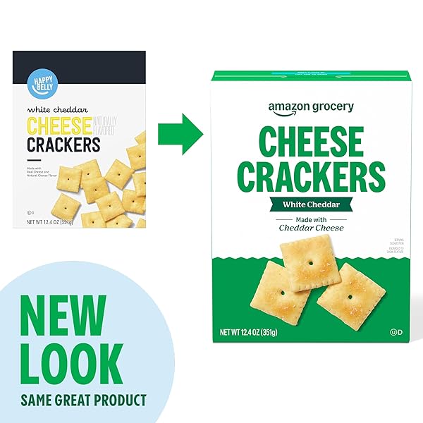 AMAZON BRAND – HAPPY BELLY WHITE CHEDDAR CHEESE CRACKER, 12.4 OUNCE (PACK OF 1)
