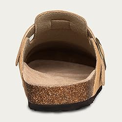 KIDMI Women's Genuine Suede Clogs Cork Footbed