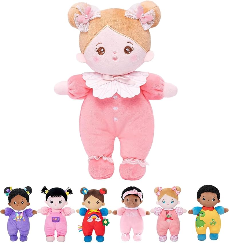 OUOZZZ Pink Soft Rag Doll 10" 25cm Machine Washable Safe Baby Doll