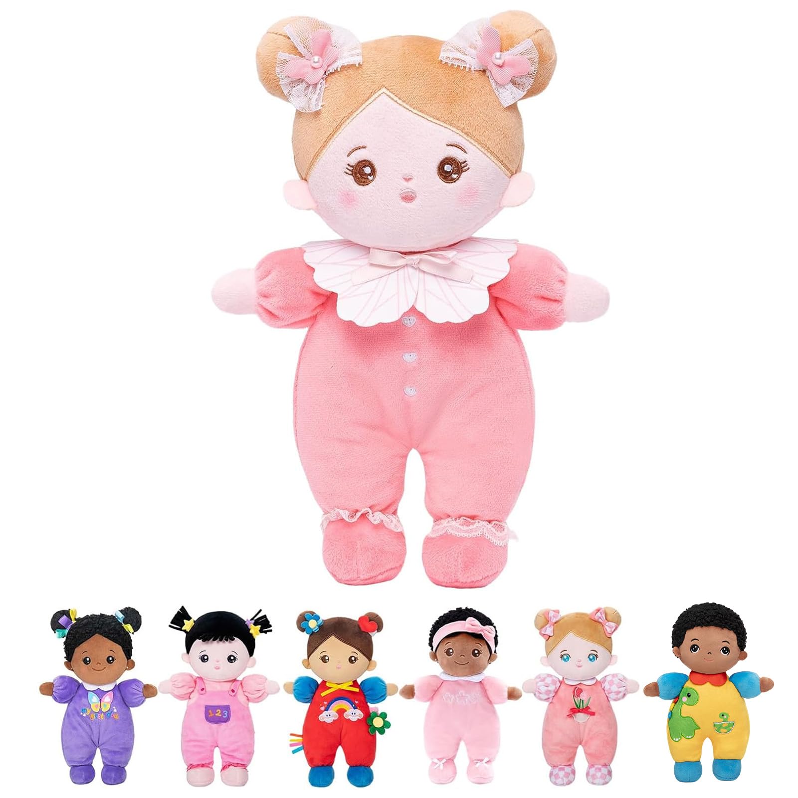 OUOZZZ Pink Soft Rag Doll 10" โ Machine Washable Baby Doll for Girls โ Safe Ragdoll โ Birthday for Girls โ image 1