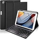 Baisla Keyboard Case for iPad 9th Generation 10.2'', iPad 8th/7th, Premium Stain-Resistant Detachable Wireless Keyboard Adjustable Grooves Case with Pencil Holder for iPad Pro 10.5/Air 3rd Gen(Black)