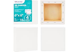 AUREUO 6x6 Inch Gallery Wrapped Canvas - 1.5 Inch Depth 4 Pack - 10 Oz Triple Gesso Primed 100% Cotton Square White Artist Canvases for Acrylic & Oil Paints