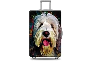 GUGLILI Personalized Dog Luggage Cover Norwegian Elkhound Dog Suitcase Cover Funny Animal Travel Luggage Covers Washable Elas