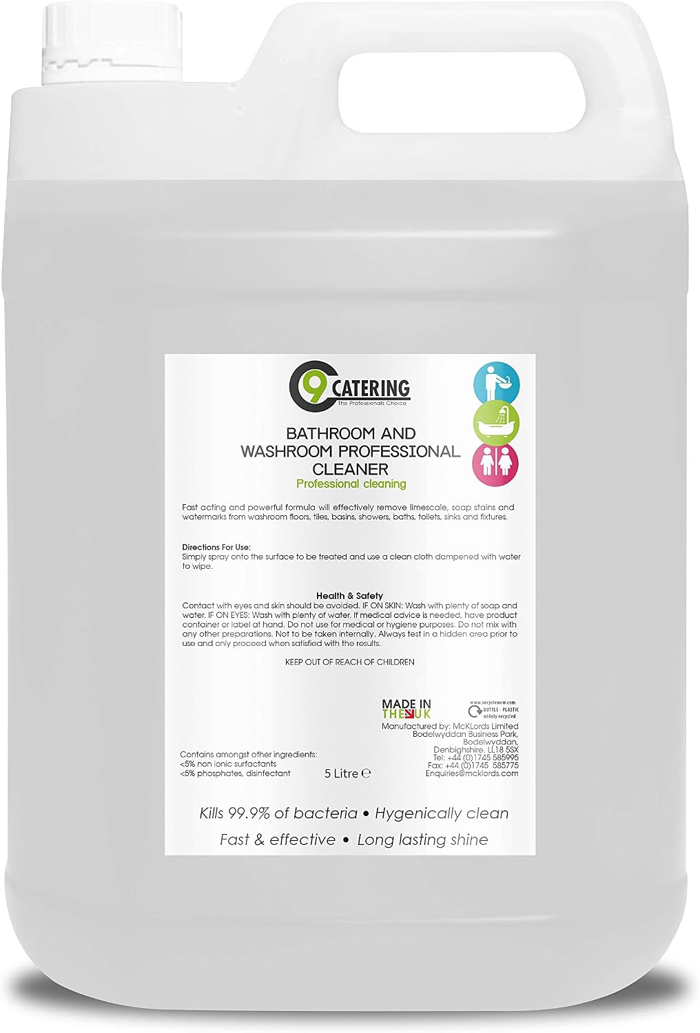 C 9 Catering Bathroom Professional Cleaner, Clear, 5 l (Pack of 1)