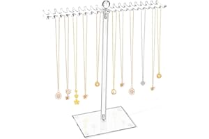 OAOLEER Acrylic Necklace Organizer， Clear Necklace Holder Stand， Jewelry Organizer Display Hanger Rack with Bilateral Hooks for Necklaces Pendant Bracelets Ring