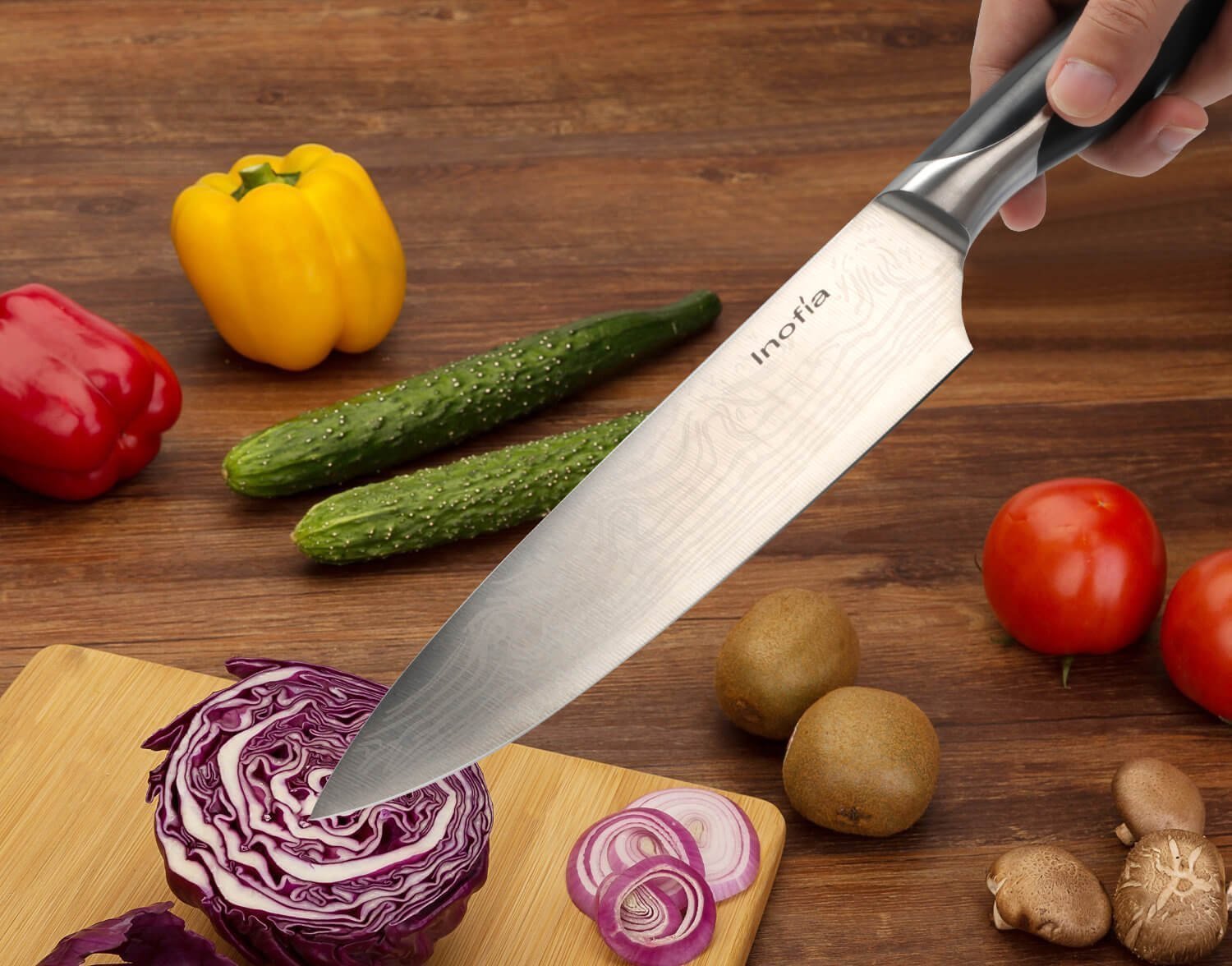 Premium Chef Knife, Inofia 8 inch Professional Japanese Damascus Texture Chef\'s Knife Ultra Sharp and Durable Manual Knives Top Kitchen Knife for Home and Restaurant with Gift Box