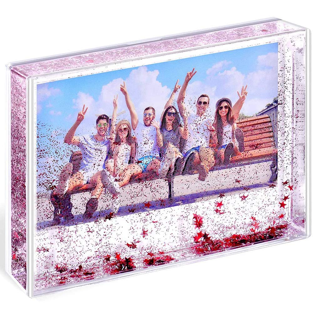Glitter Photo Frames Friend Picture Frame Liquid Frames, Mount for 4x6 inch (10x15 cm) Picture (6x4in, Red Star)