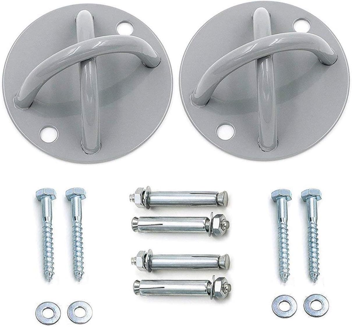 2 Pack - Suspension Strap Trainer Mount Anchor Bracket Hook - Wall & Ceiling - Crossfit Olympic Gymnastic Rings, Aerial Yoga Swing & Hammock, Resistance Band, Battle Rope - Autism & Therapy Swings