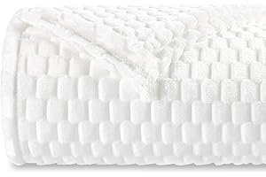 DREAMNINE Decorative Soft Plush Fleece Throw Blanket for Couch Sofa 50" x 60", Luxury Shaggy Lightweight 3D Pattern Velvet Flannel Blanket for Bedroom, Solid Cute Warm Lap Blanket for Winter Pet,White