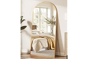 Suidia Full Length Mirror, 58"x18" Floor Standing Mirror Freestanding, Full Body Mirrors with Stand for Bedroom, Hanging Mounted for Living Room Cloakroom, Gold, Arched Style