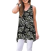 WNEEDU Women's Summer Sleeveless V Neck Tunic Casual T-Shirt Tank Tops Blouse